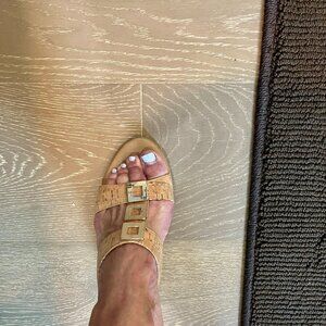 "Soft" brand Cork & Leather Wedge Sandals Size 8M
